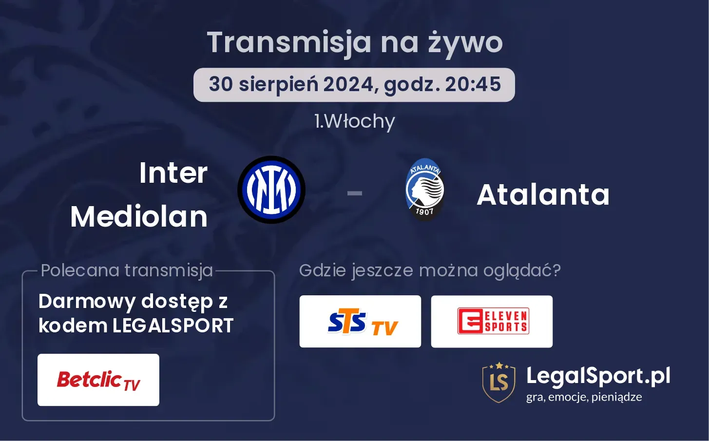 Inter Mediolan - Atalanta transmisja na żywo