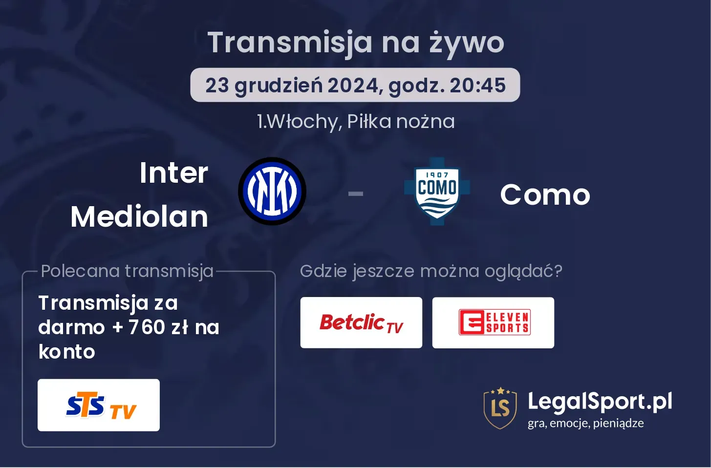 Inter Mediolan - Como transmisja na żywo