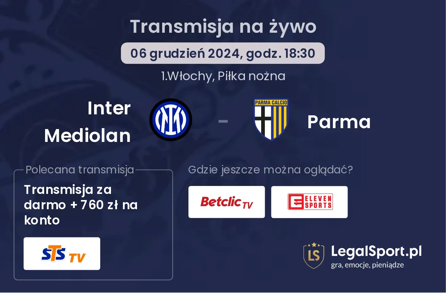 Inter Mediolan - Parma transmisja na żywo