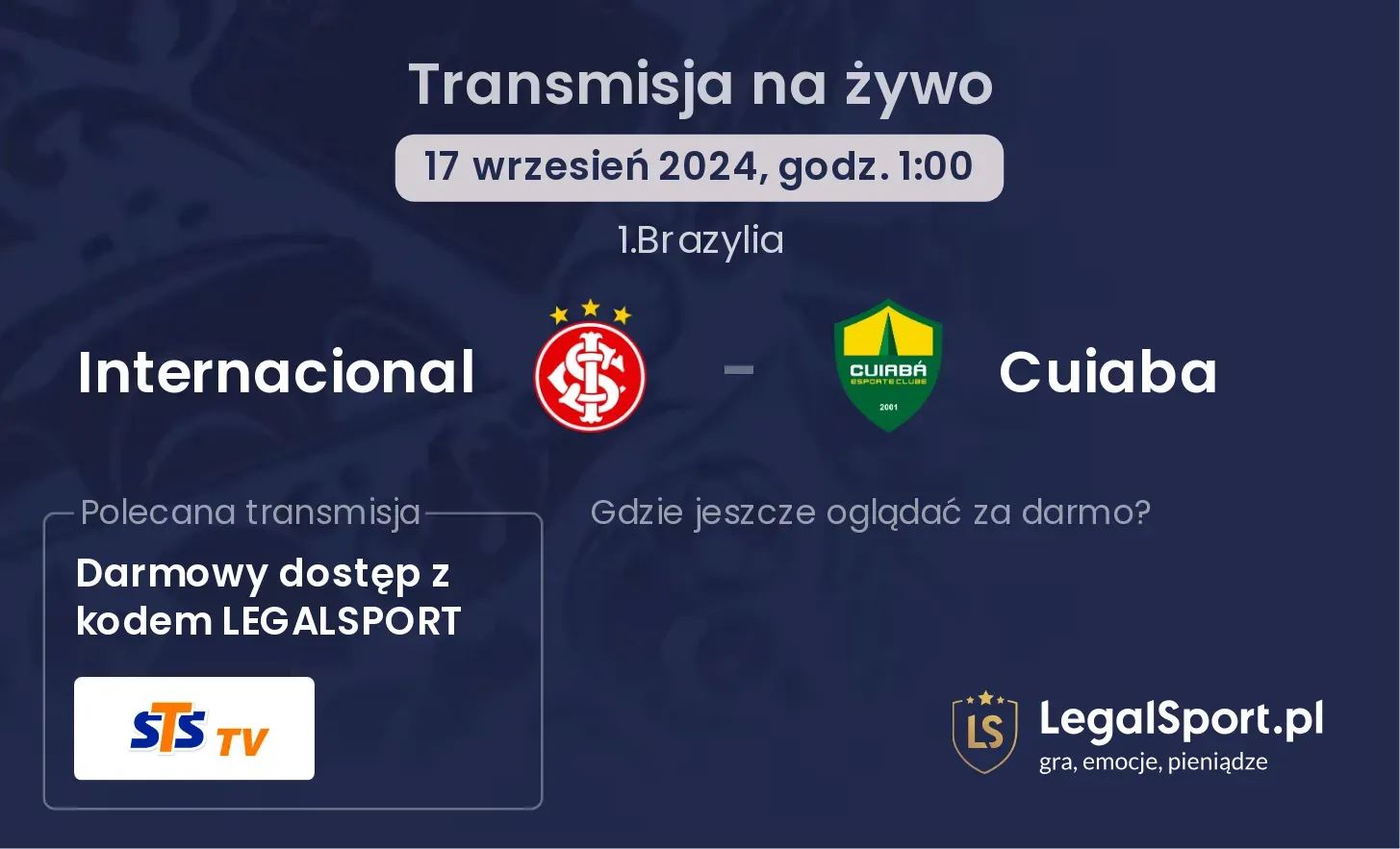 Internacional - Cuiaba gdzie oglądać? 17.09, godz. 01:00