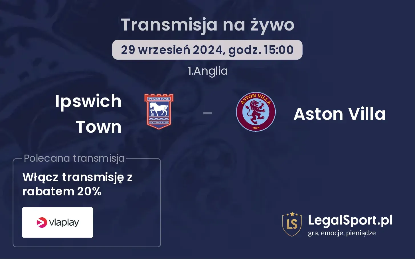 Ipswich Town - Aston Villa transmisja na żywo