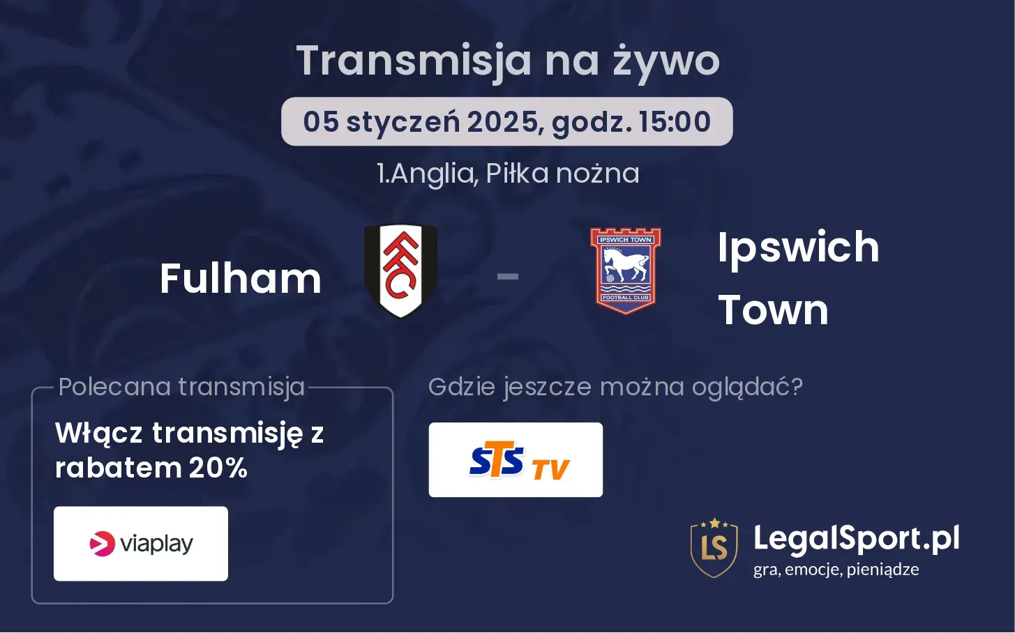 Fulham - Ipswich Town gdzie oglądać?