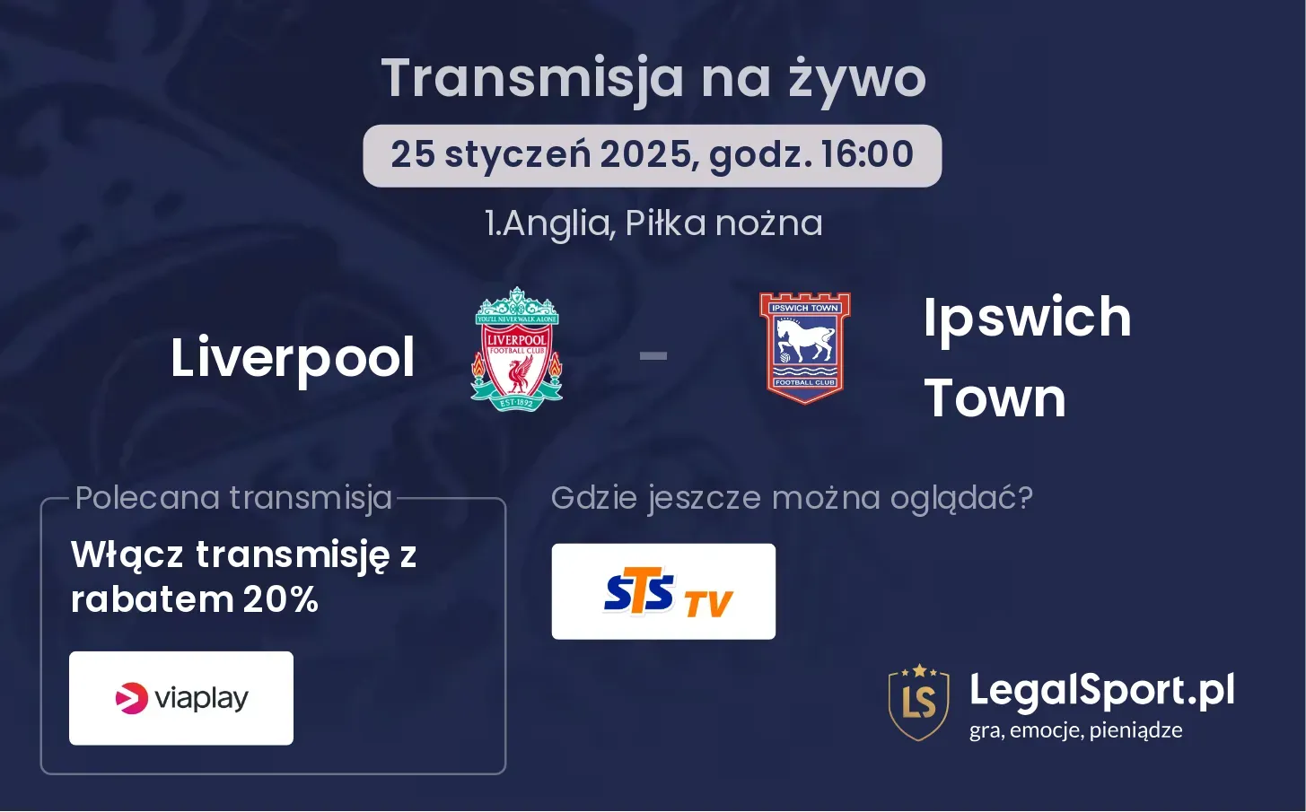 Liverpool - Ipswich Town gdzie oglądać?