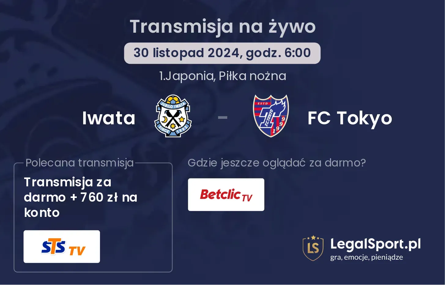 Iwata - FC Tokyo transmisja na żywo