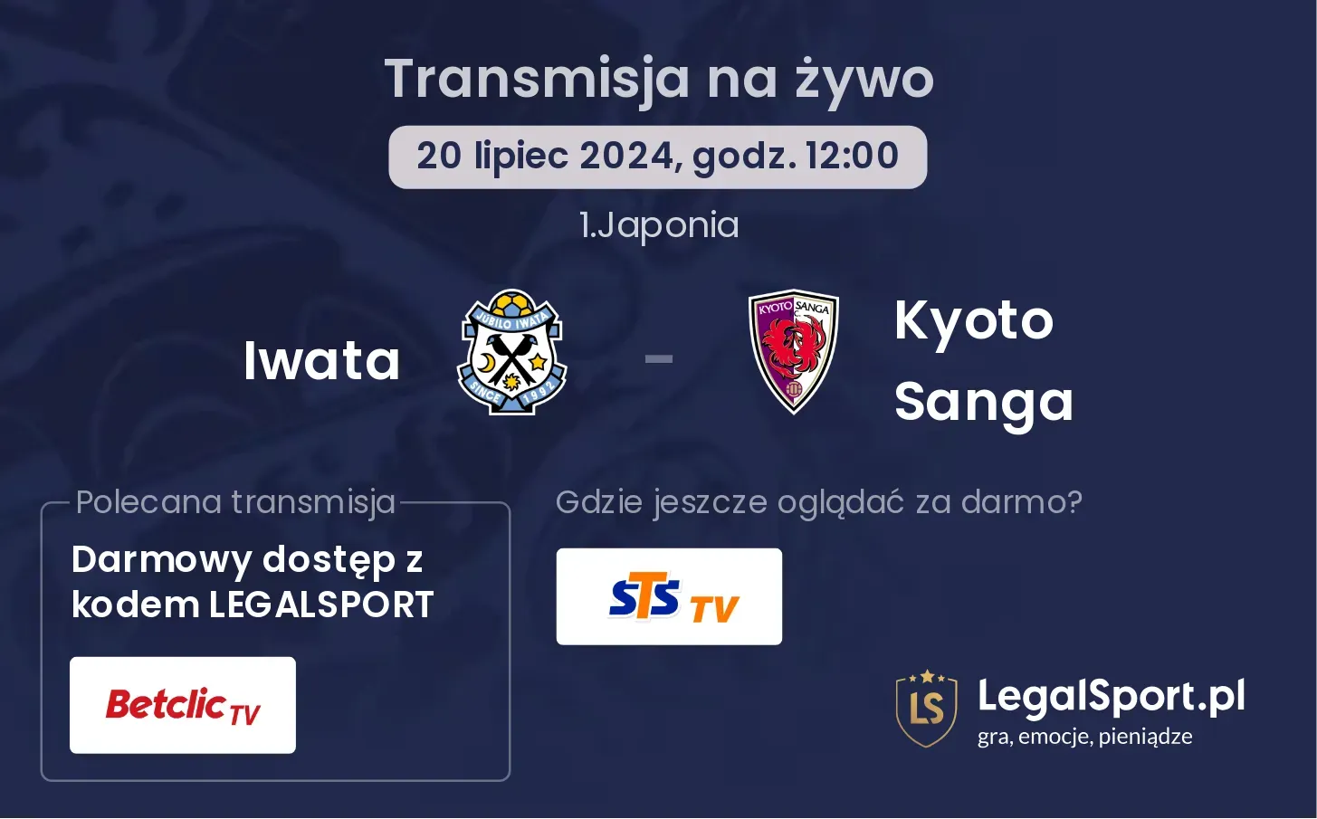 Iwata - Kyoto Sanga transmisja na żywo