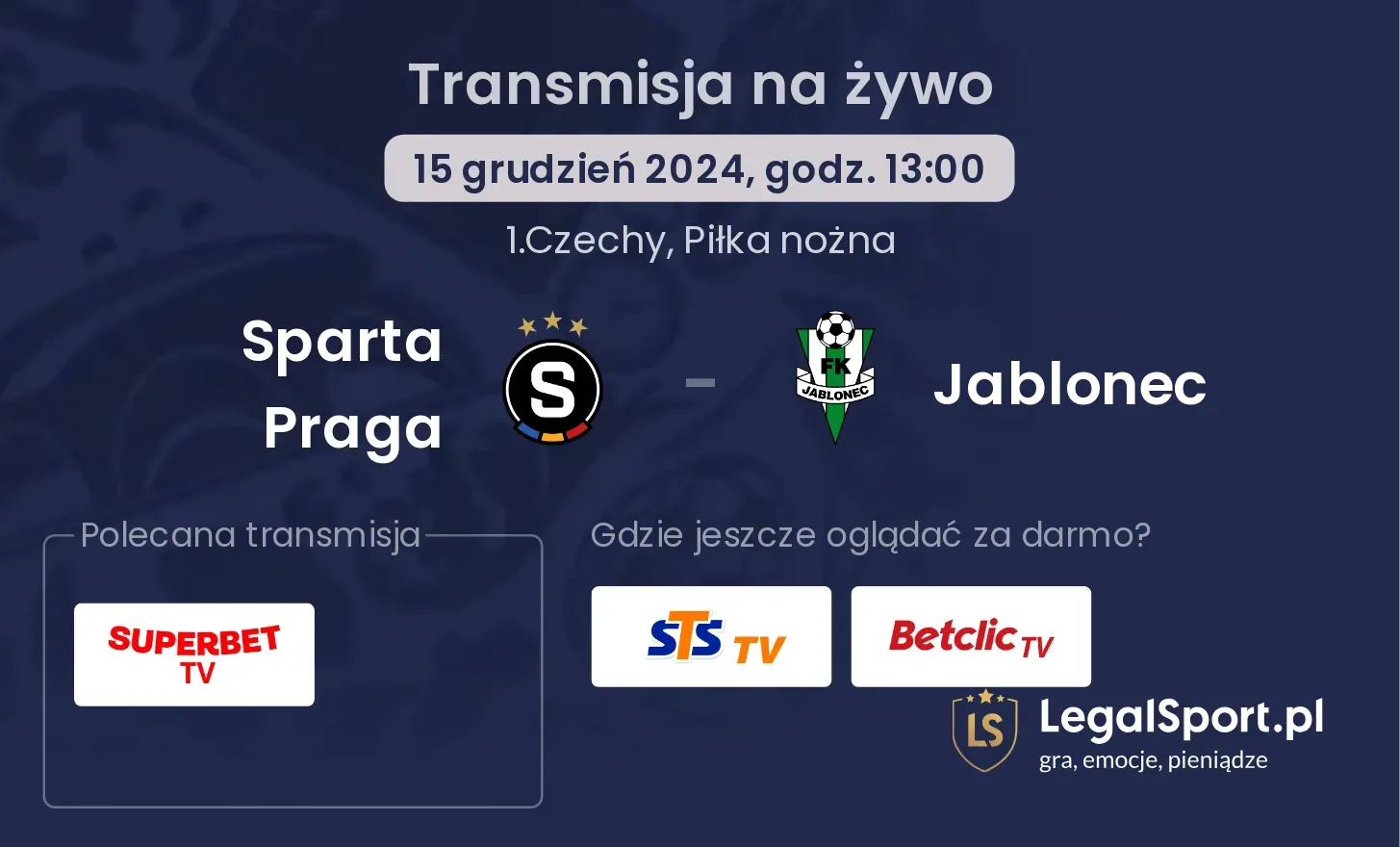 Sparta Praga - Jablonec gdzie oglądać transmisję?