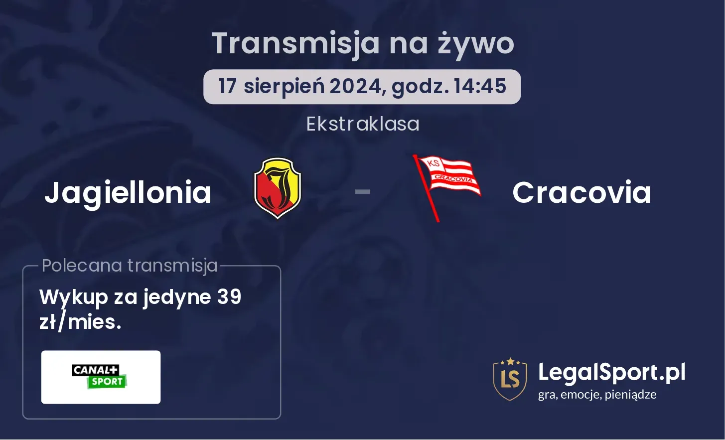 Jagiellonia - Cracovia transmisja na żywo