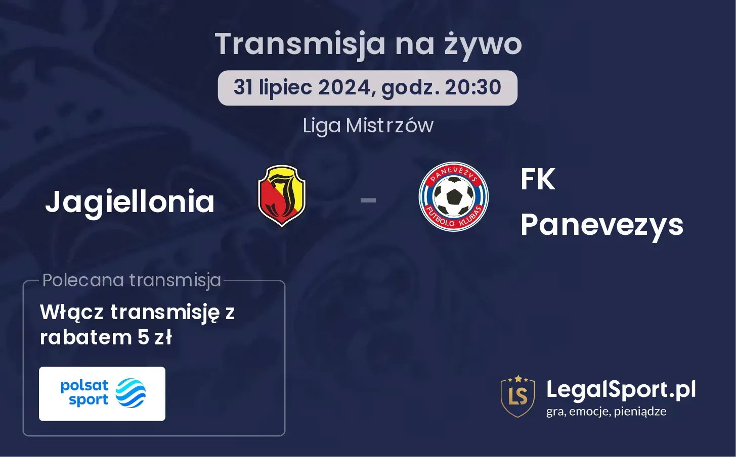 Jagiellonia - FK Panevezys gdzie oglądać mecz Jagi w LM? (31.07, godz. 20:30)