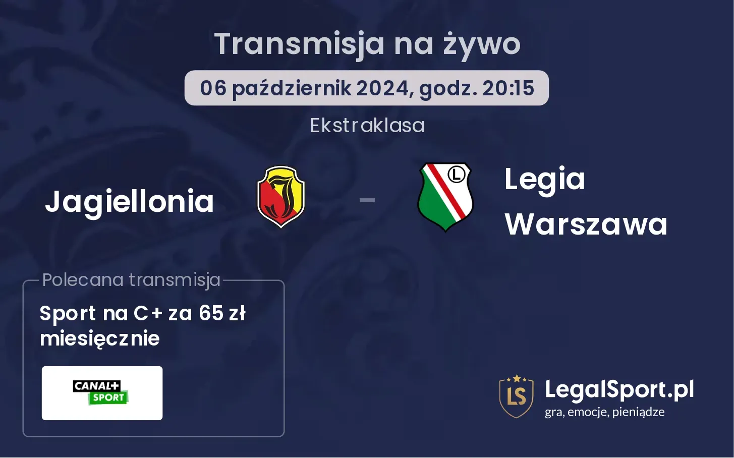 Jagiellonia - Legia Warszawa transmisja na żywo