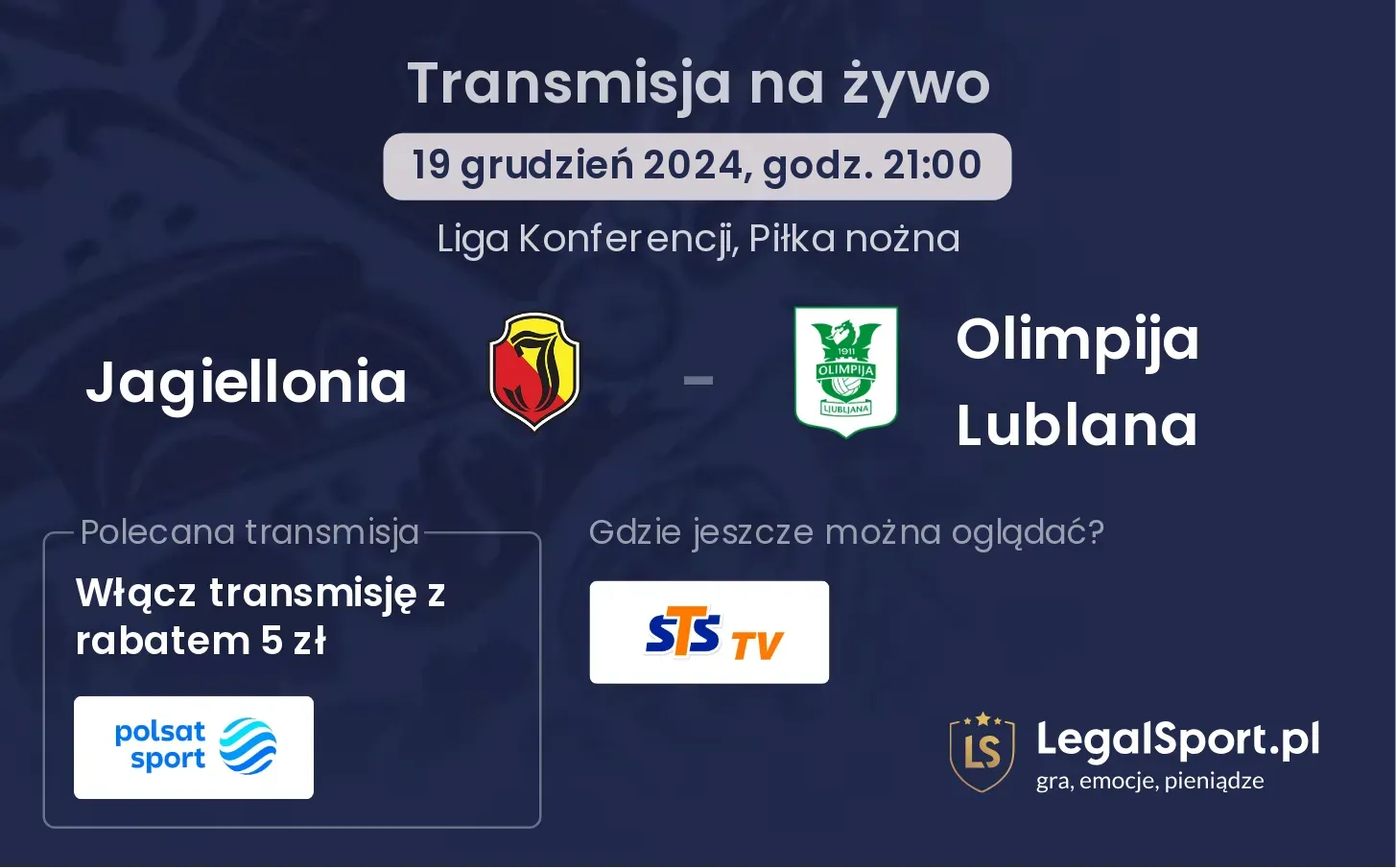 Jagiellonia - Olimpija Lublana transmisja na żywo