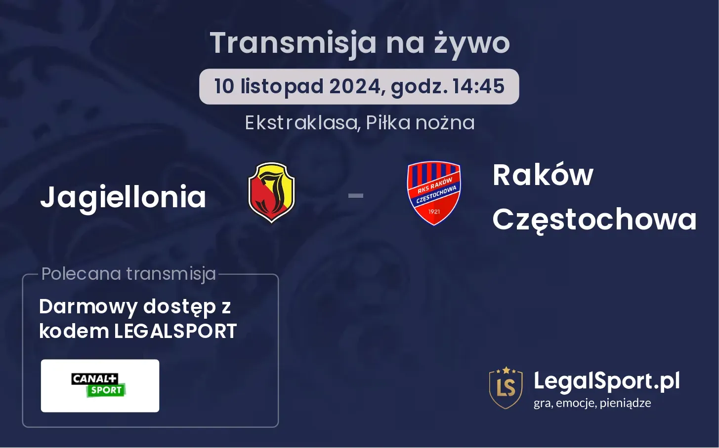 Jagiellonia - Raków Częstochowa transmisja na żywo