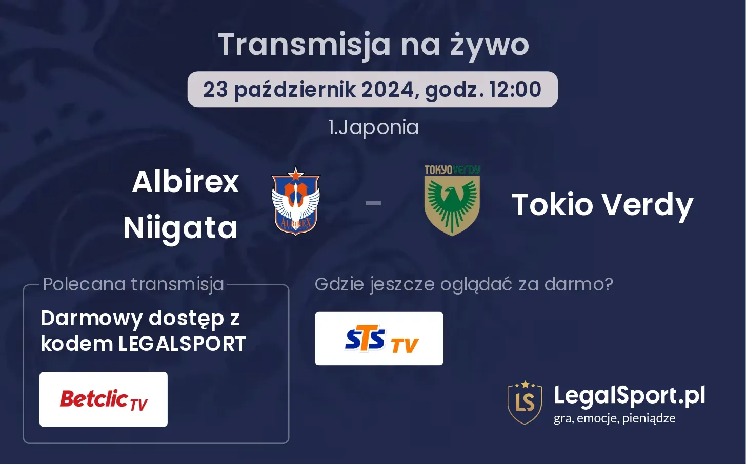 Albirex Niigata - Tokio Verdy transmisja na żywo