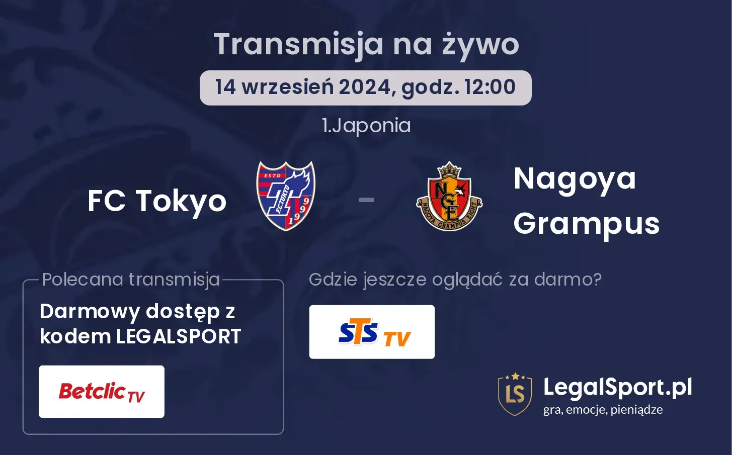 FC Tokyo - Nagoya Grampus transmisja na żywo