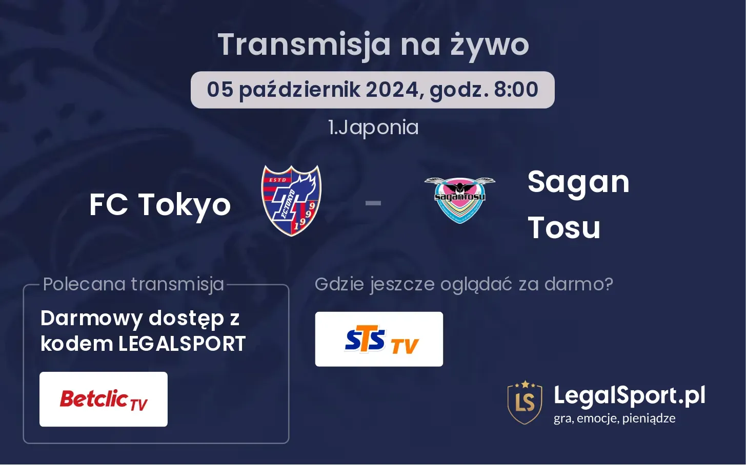 FC Tokyo - Sagan Tosu transmisja na żywo