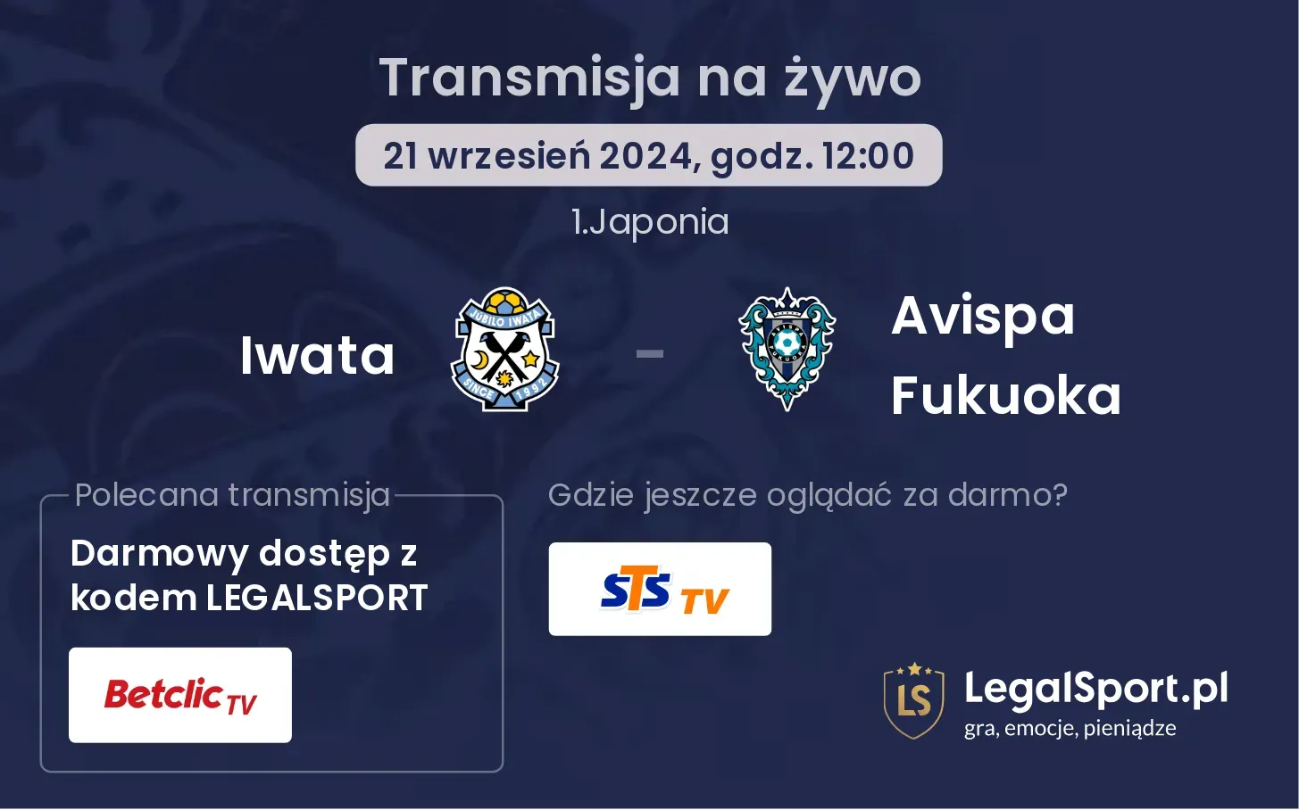 Iwata - Avispa Fukuoka transmisja na żywo