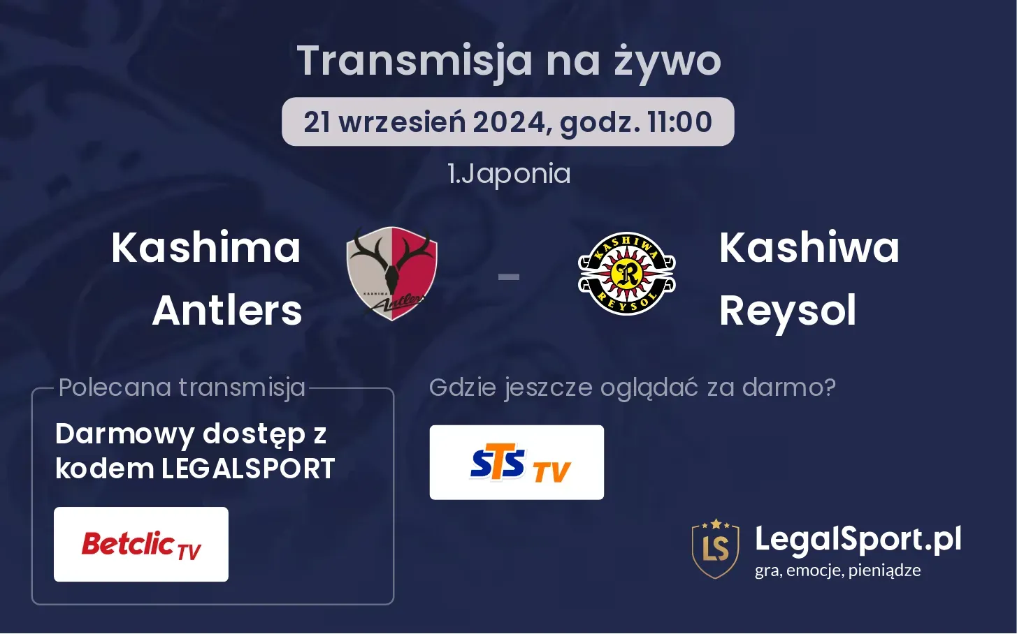 Kashima Antlers - Kashiwa Reysol transmisja na żywo