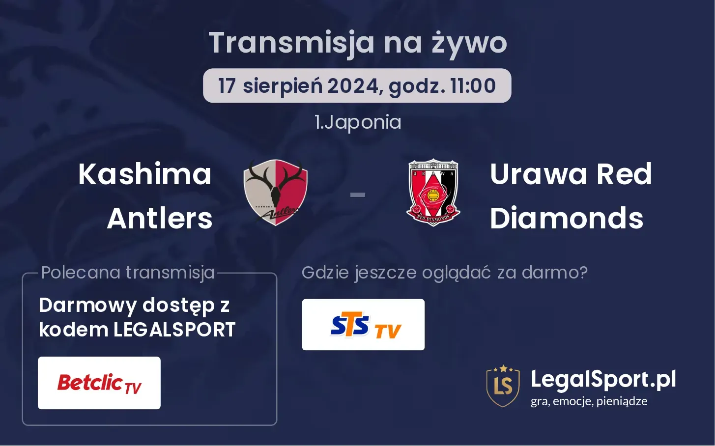 Kashima Antlers - Urawa Red Diamonds transmisja na żywo