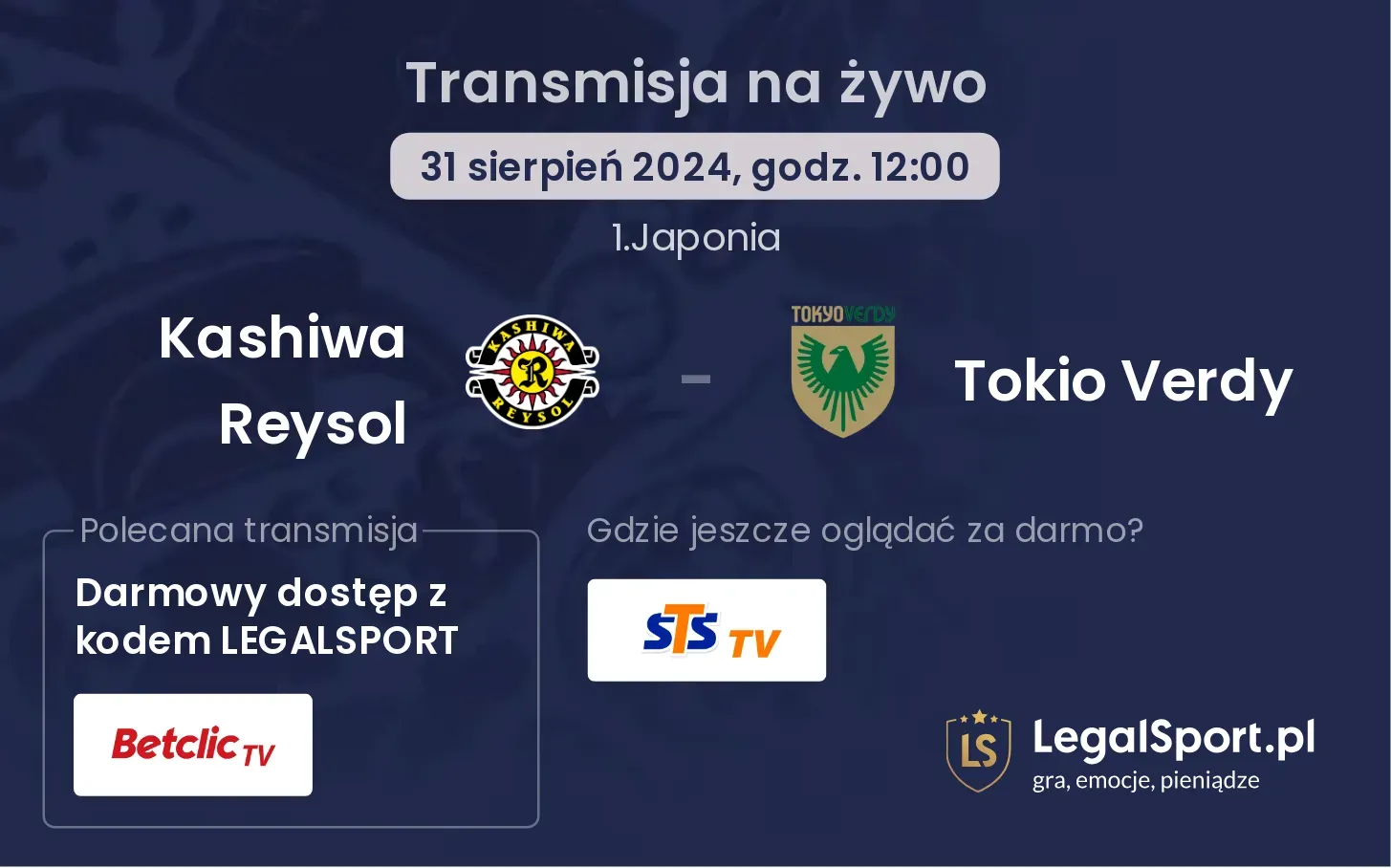 Kashiwa Reysol - Tokio Verdy transmisja na żywo