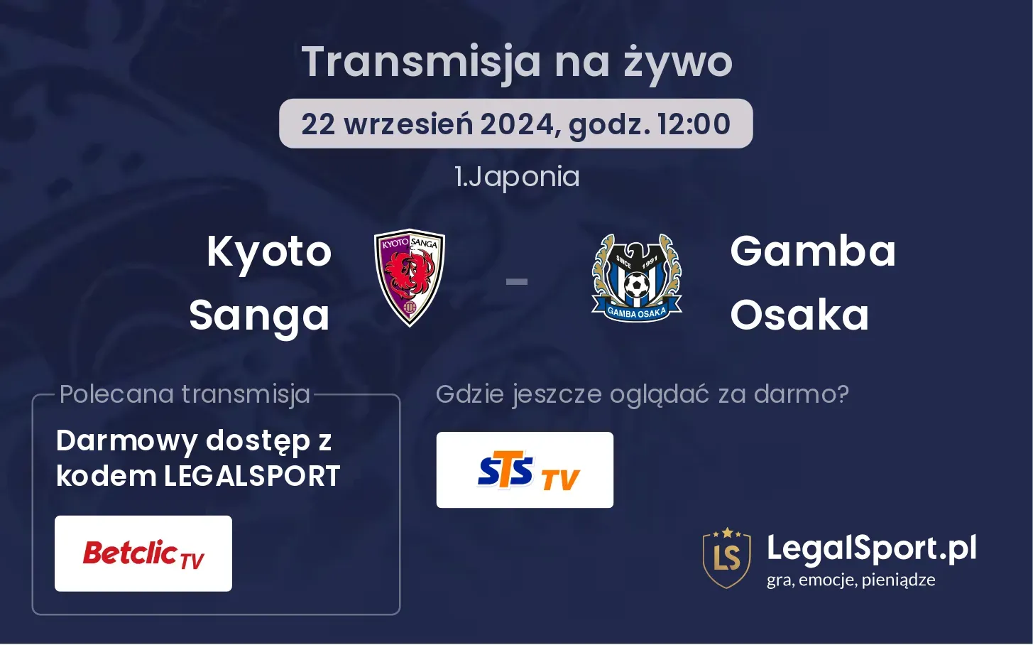 Kyoto Sanga - Gamba Osaka transmisja na żywo