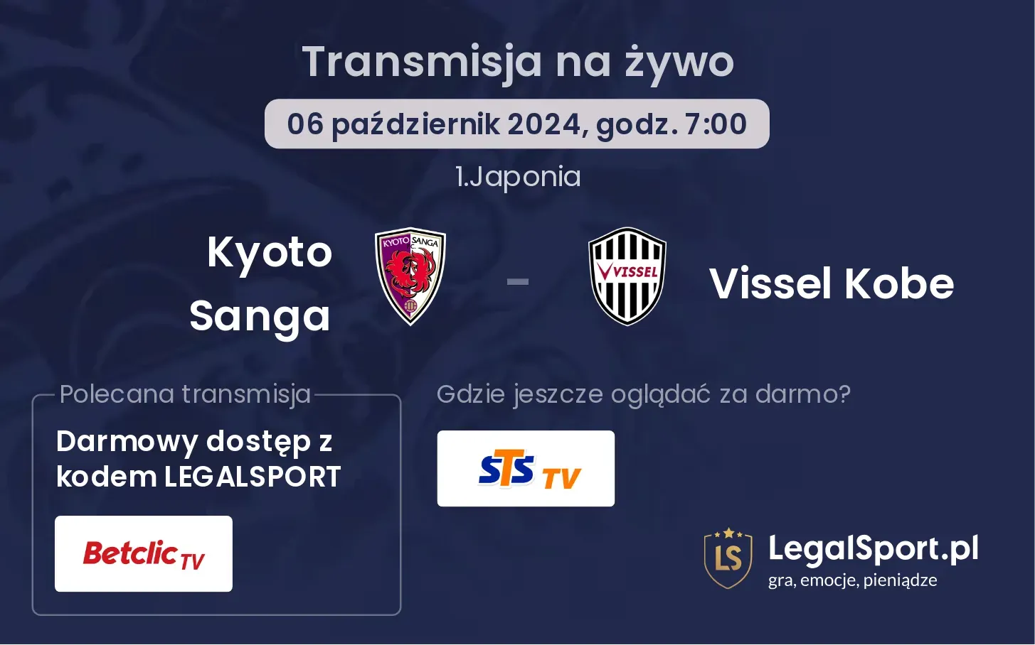 Kyoto Sanga - Vissel Kobe transmisja na żywo