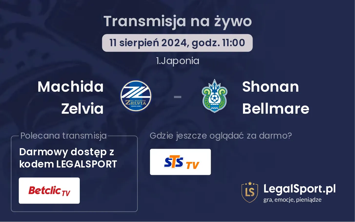 Machida Zelvia - Shonan Bellmare transmisja na żywo