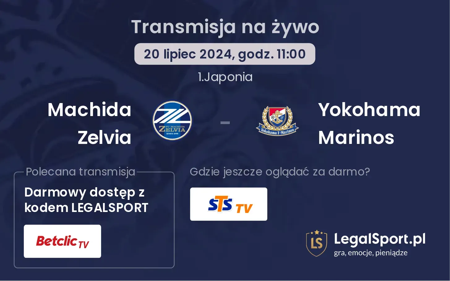 Machida Zelvia - Yokohama Marinos transmisja na żywo