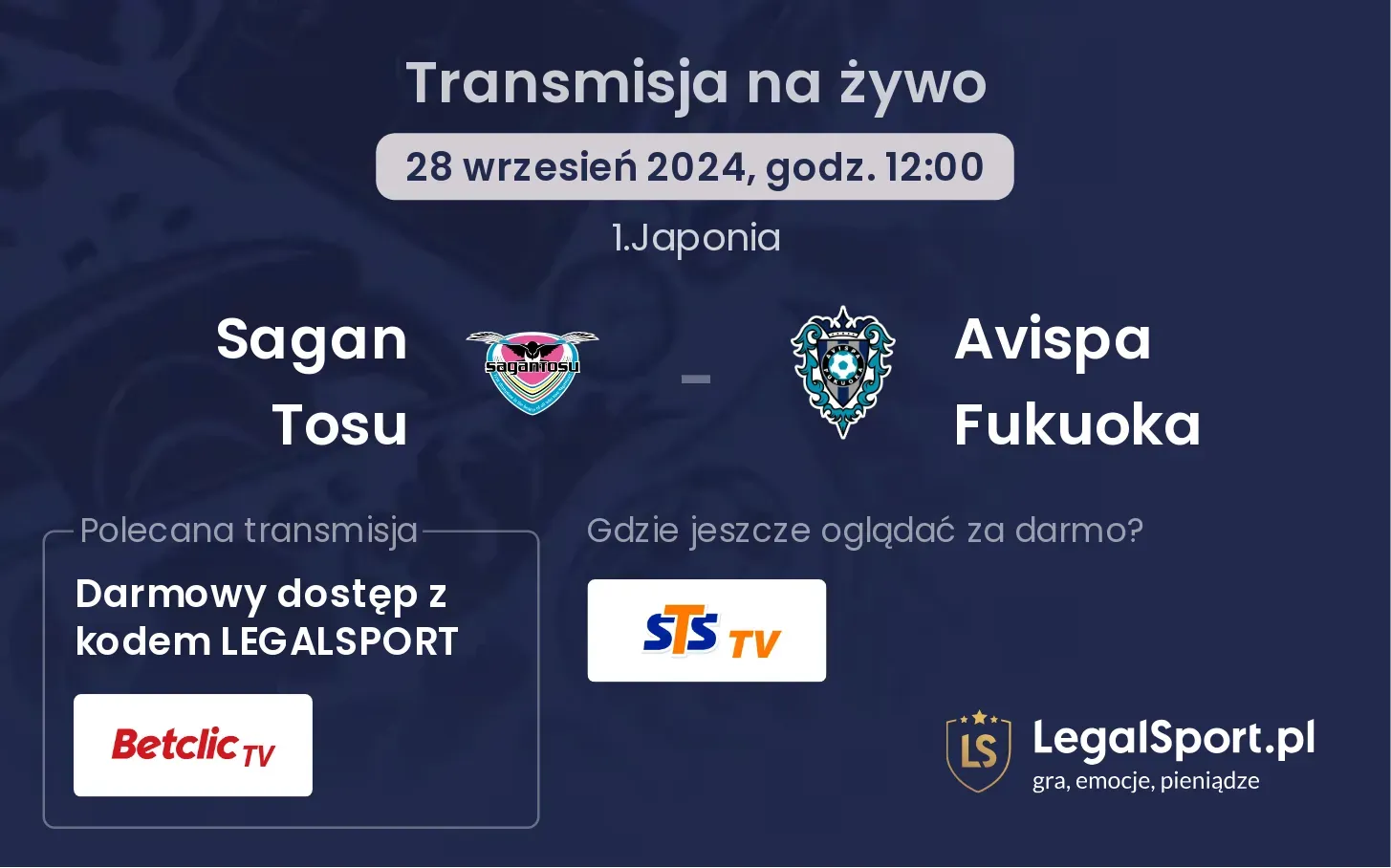 Sagan Tosu - Avispa Fukuoka transmisja na żywo