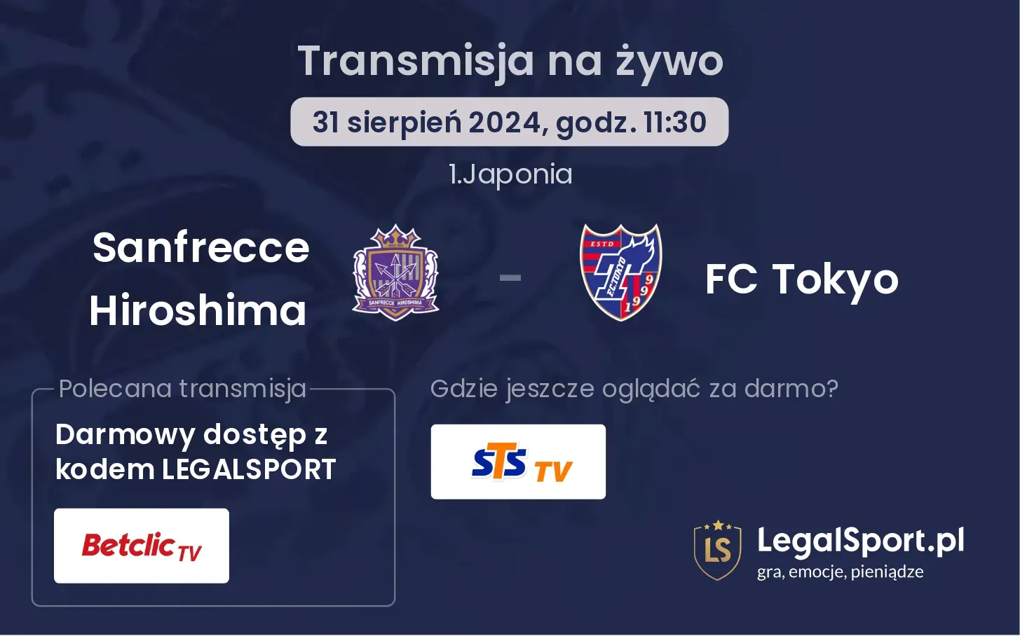 Sanfrecce Hiroshima - FC Tokyo transmisja na żywo