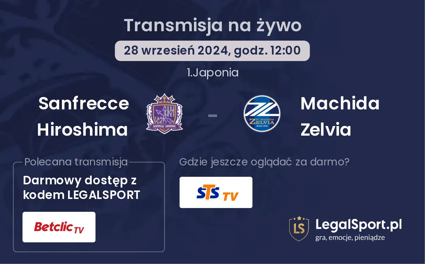 Sanfrecce Hiroshima - Machida Zelvia transmisja na żywo