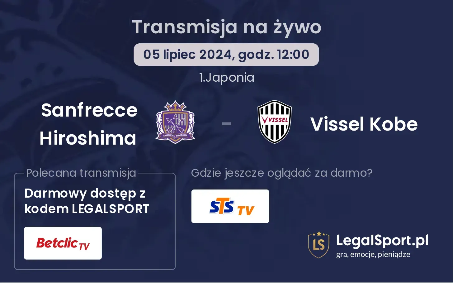 Sanfrecce Hiroshima - Vissel Kobe transmisja na żywo