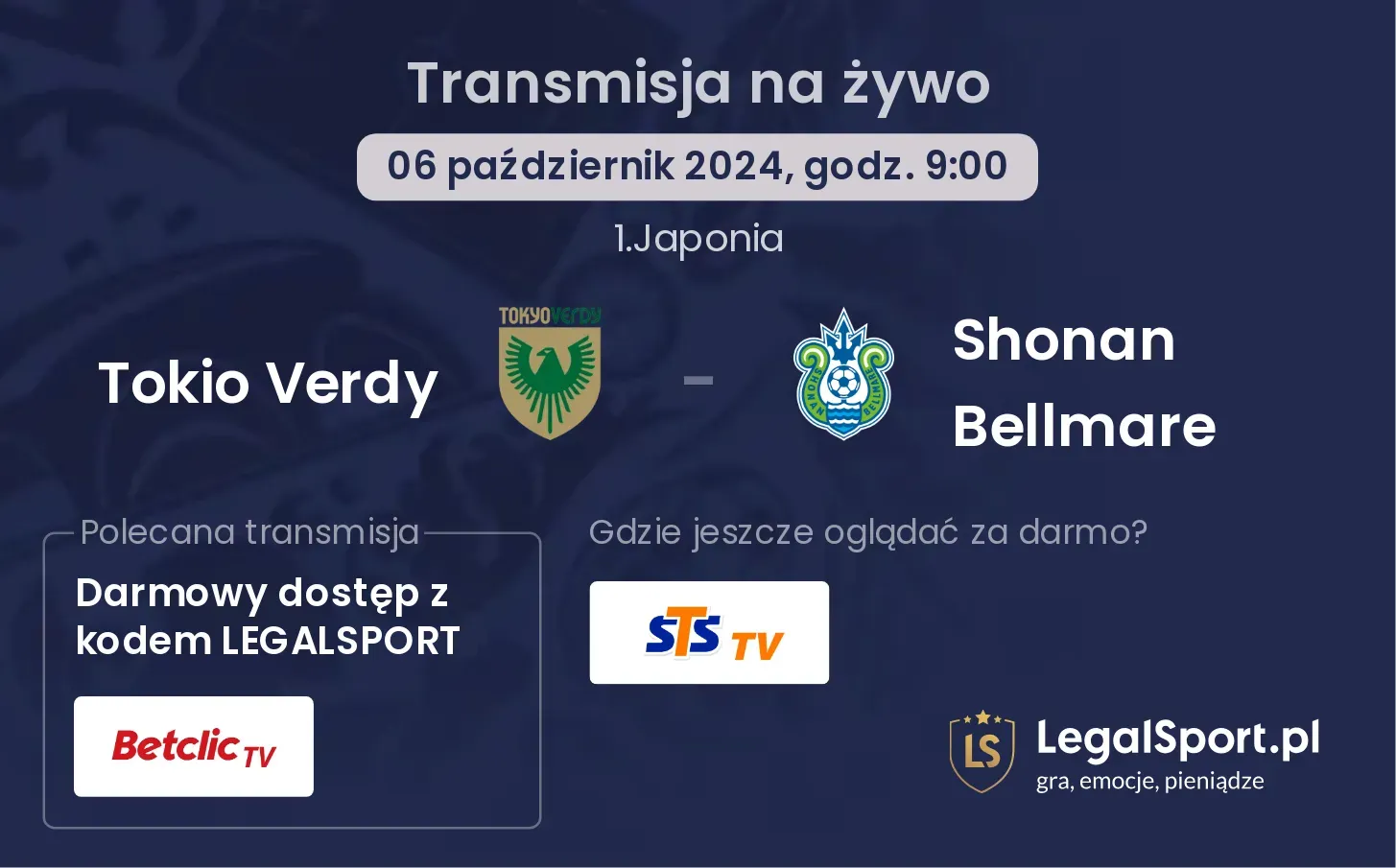 Tokio Verdy - Shonan Bellmare transmisja na żywo