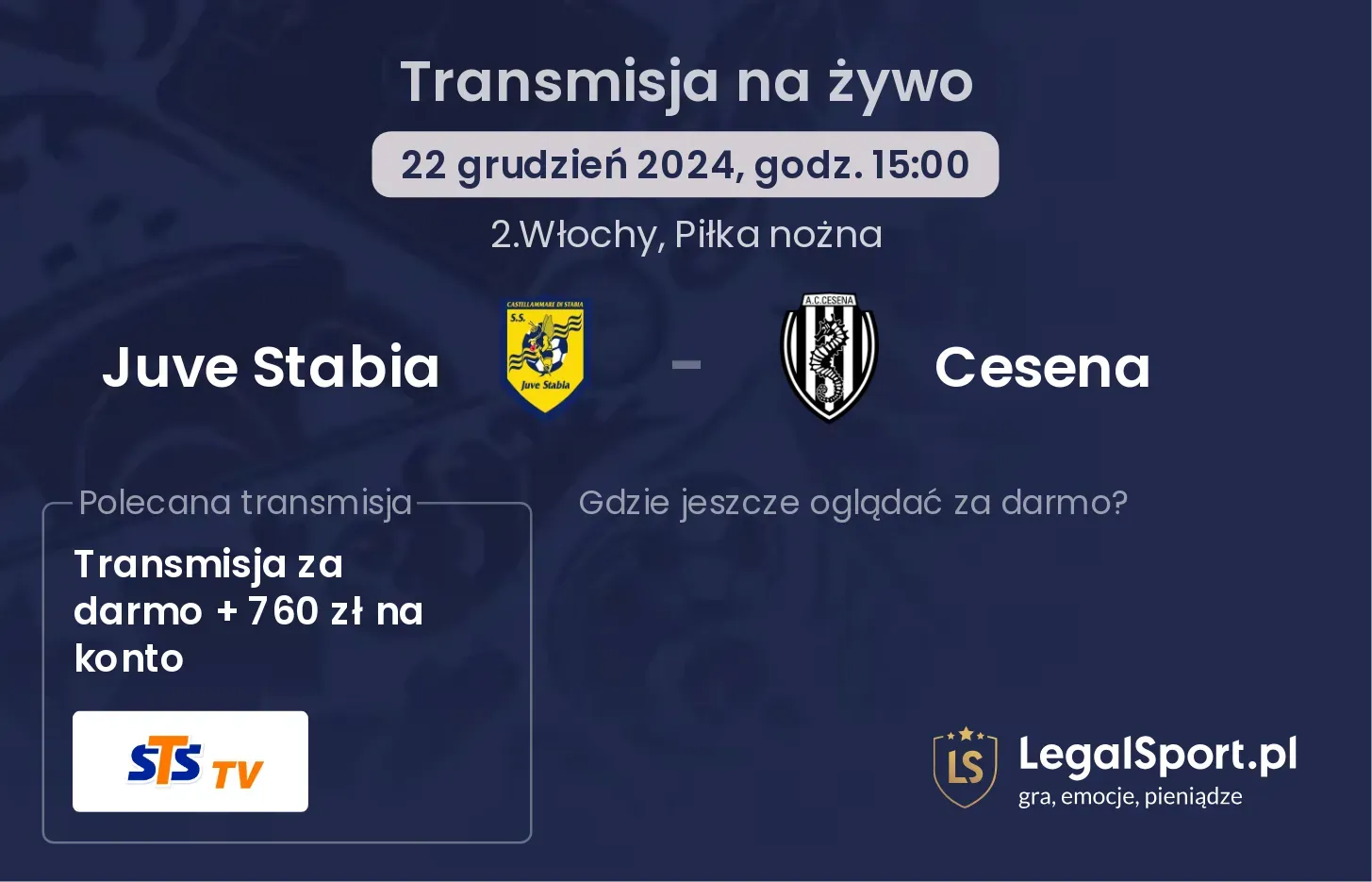 Juve Stabia - Cesena transmisja na żywo