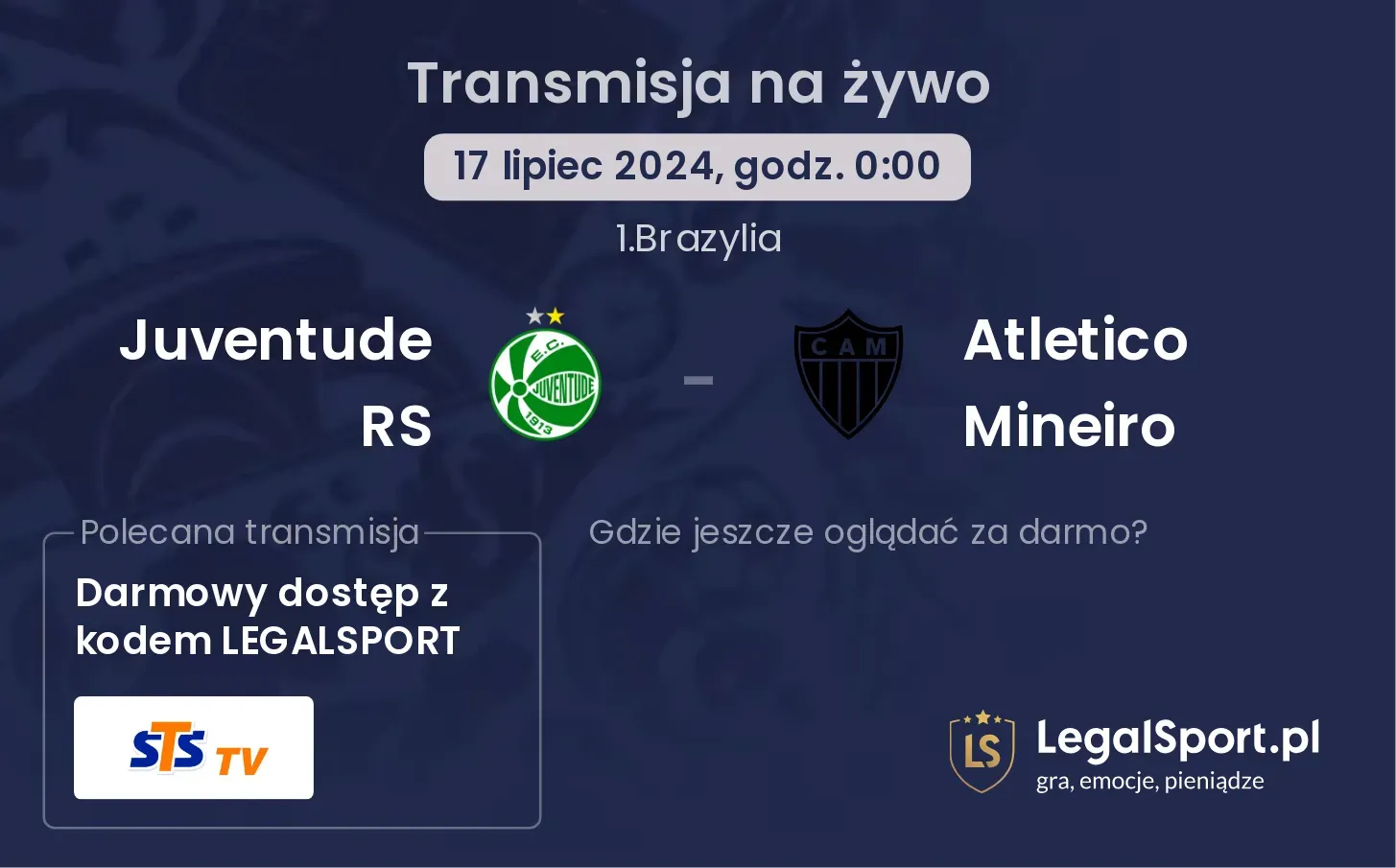 Juventude RS - Atletico Mineiro transmisja na żywo