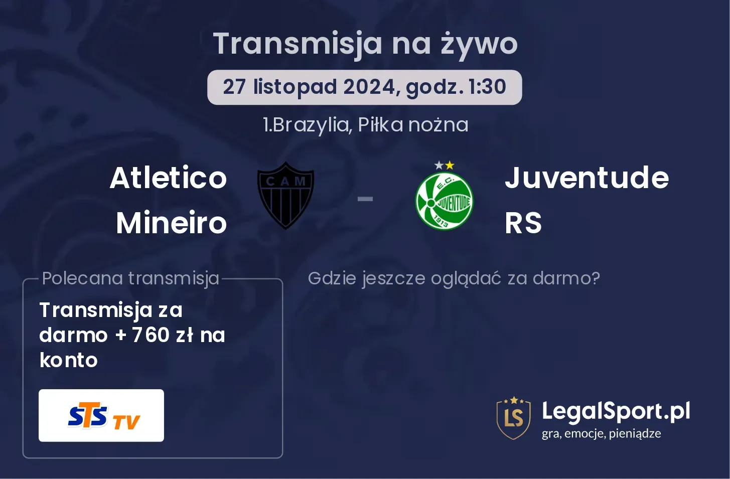 Atletico Mineiro - Juventude RS gdzie oglądać transmisję?