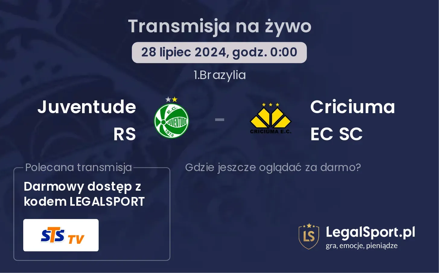 Juventude RS - Criciuma EC SC transmisja na żywo