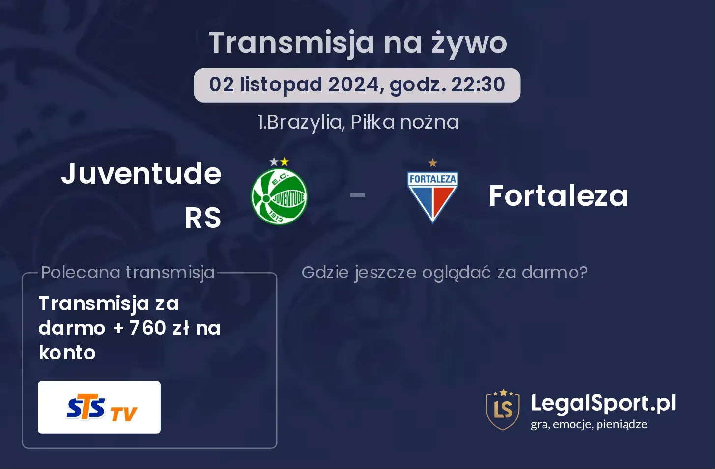 Juventude RS - Fortaleza transmisja na żywo