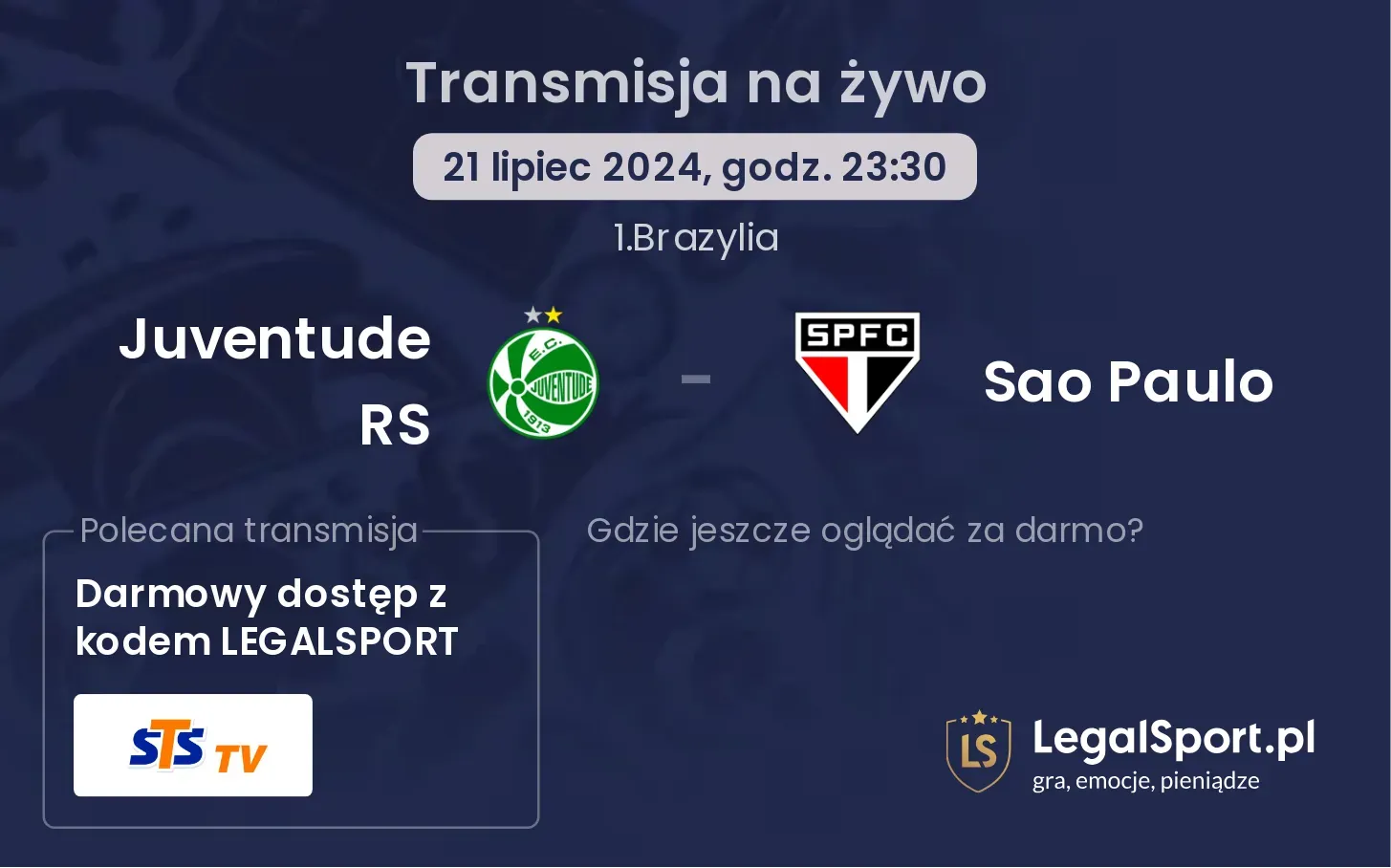 Juventude RS - Sao Paulo transmisja na żywo