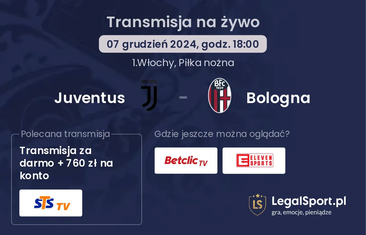 Juventus - Bologna transmisja na żywo