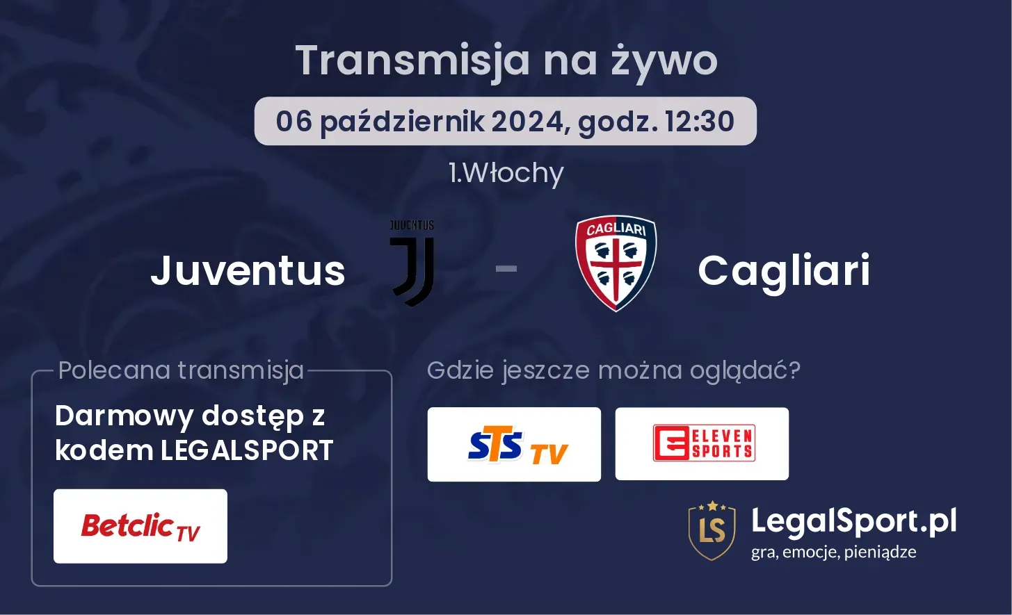 Juventus - Cagliari transmisja na żywo