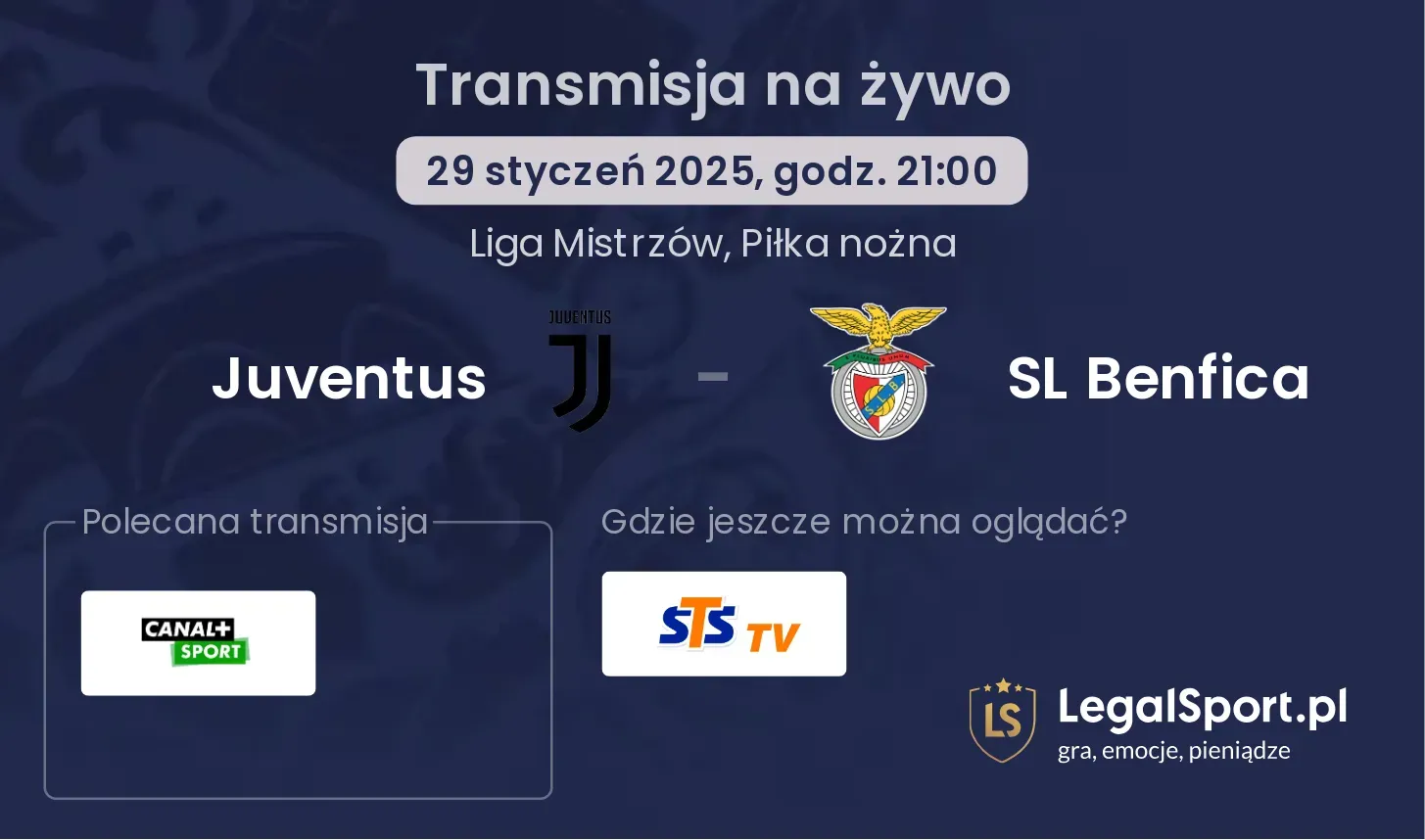 Juventus - SL Benfica transmisja na żywo