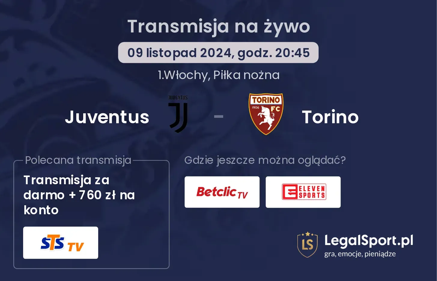 Juventus - Torino transmisja na żywo