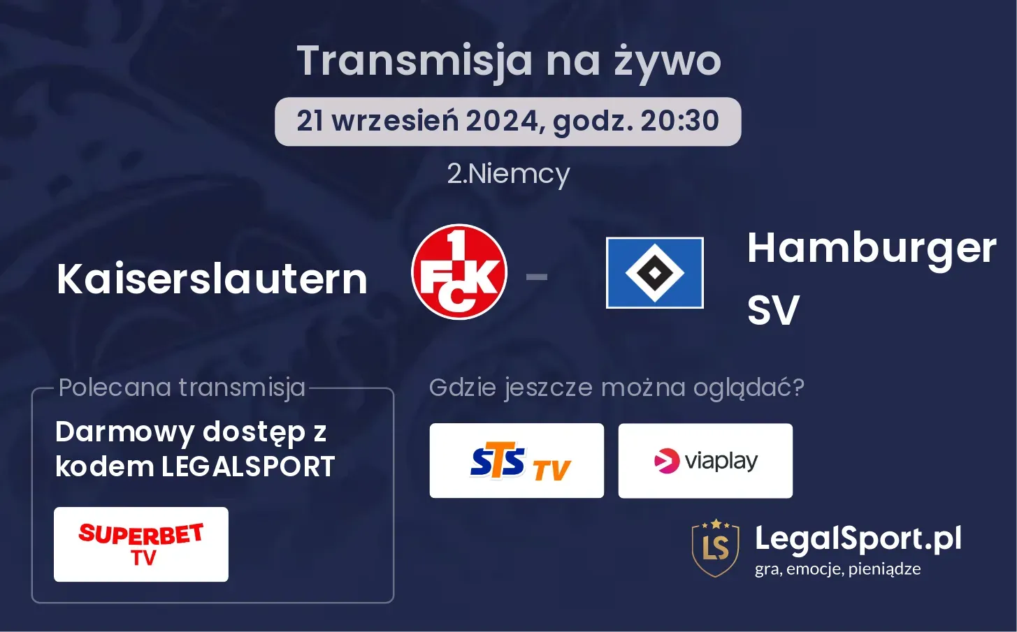 Kaiserslautern - Hamburger SV gdzie oglądać? 21.09, godz. 20:30