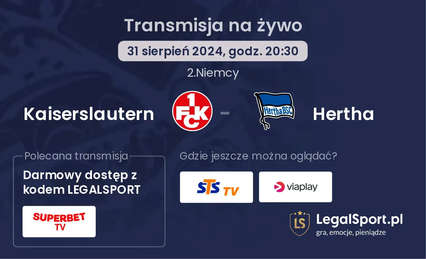 Kaiserslautern - Hertha transmisja na żywo