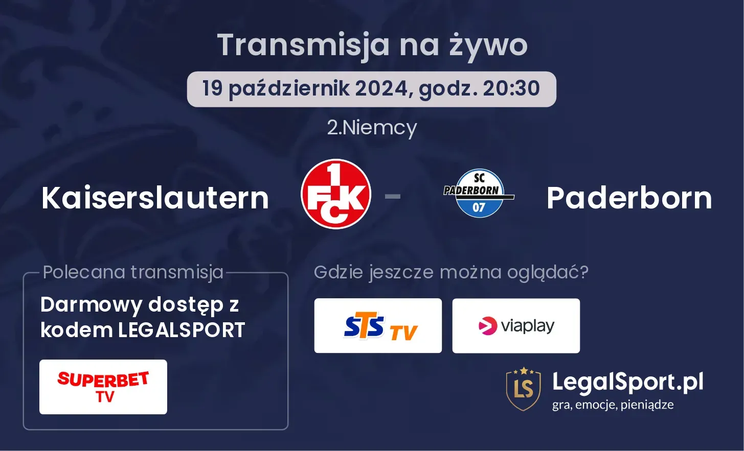 Kaiserslautern - Paderborn gdzie oglądać? 19.10, godz. 20:30