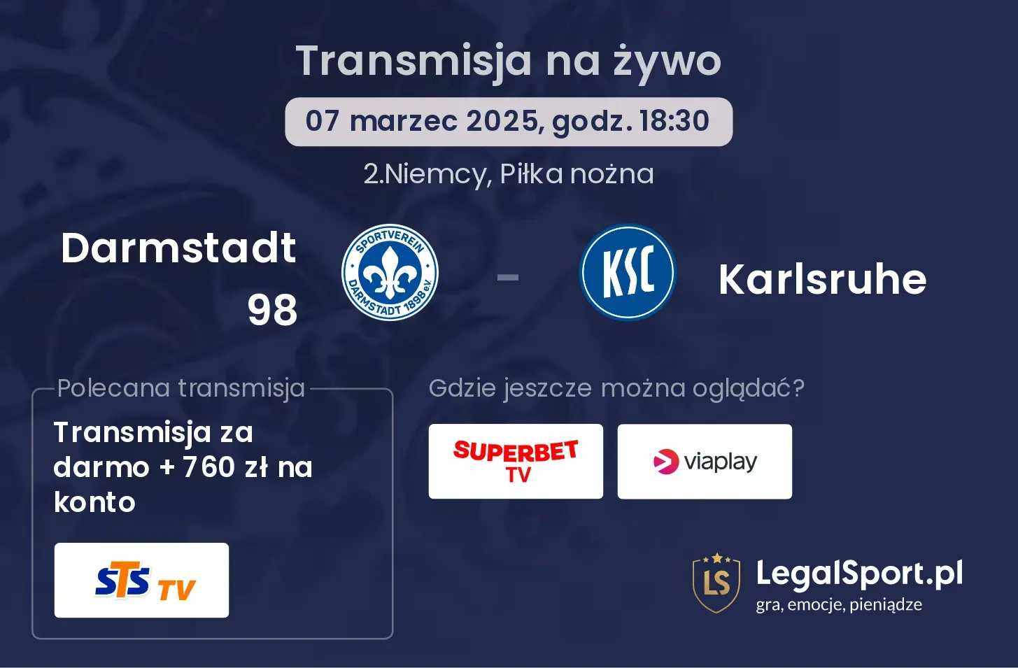 Darmstadt 98 - Karlsruhe gdzie oglądać?