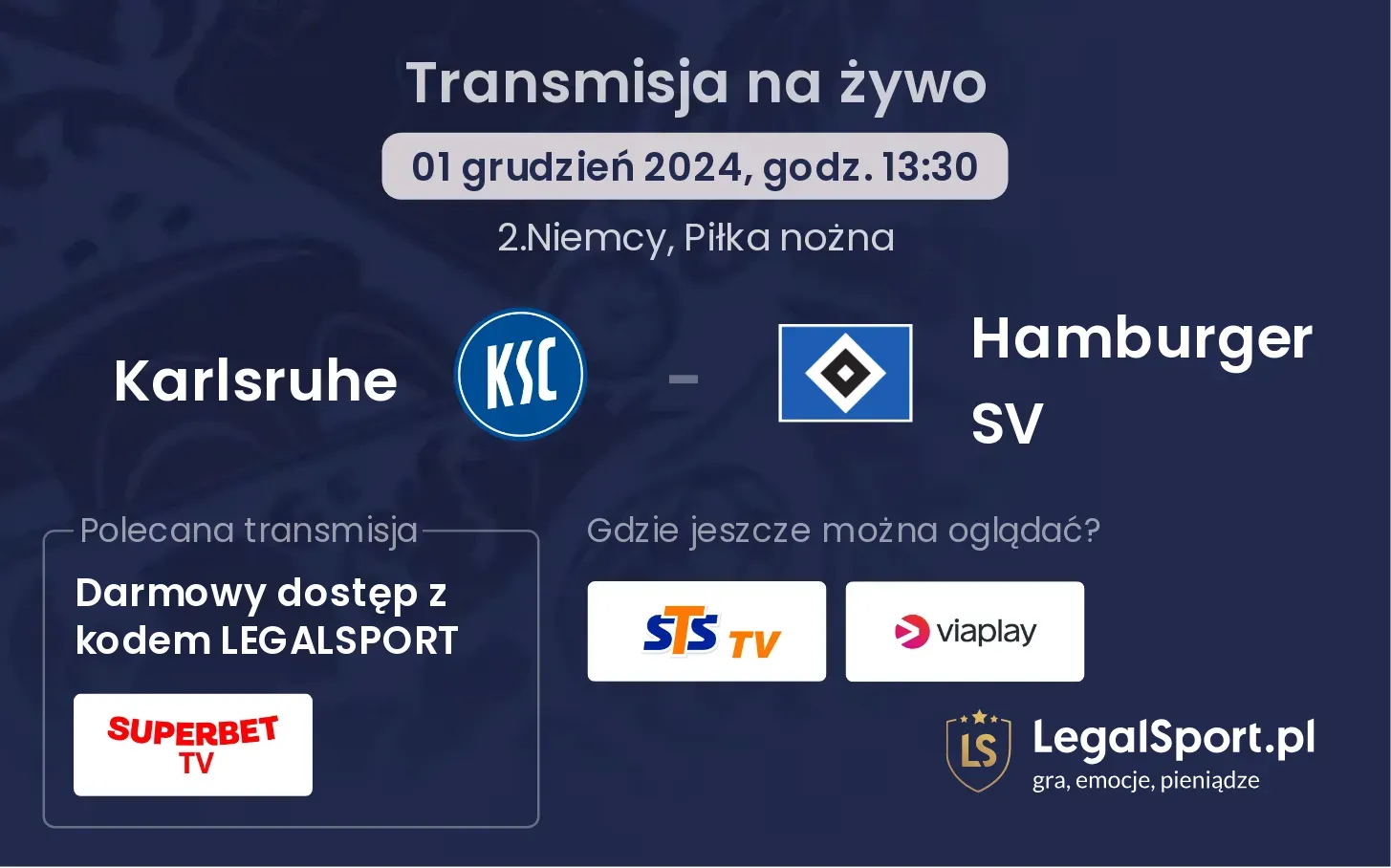 Karlsruhe - Hamburger SV transmisja na żywo