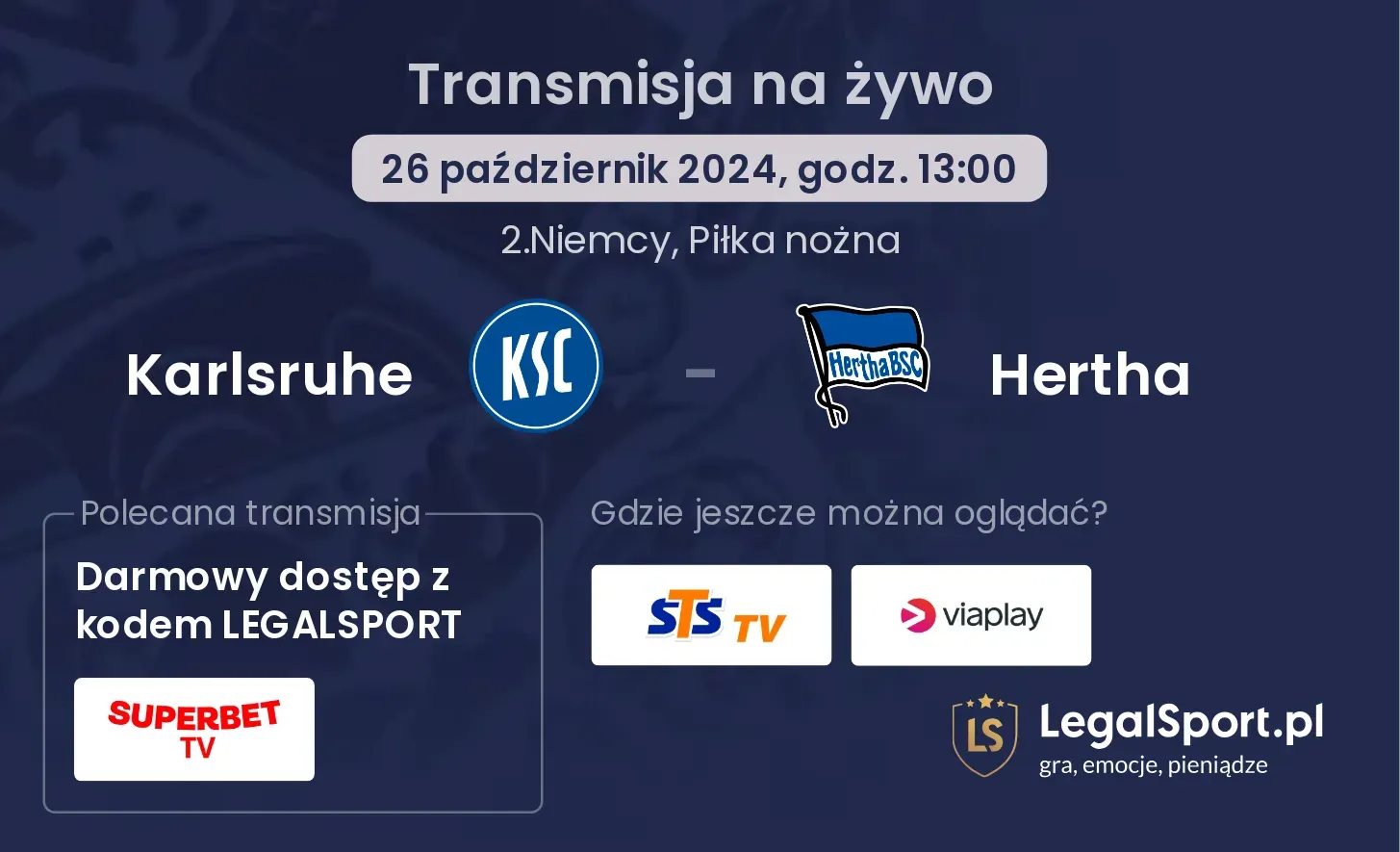 Karlsruhe - Hertha gdzie oglądać? 26.10, godz. 13:00