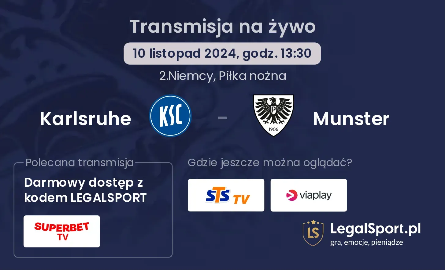 Karlsruhe - Munster gdzie oglądać? 10.11, godz. 13:30