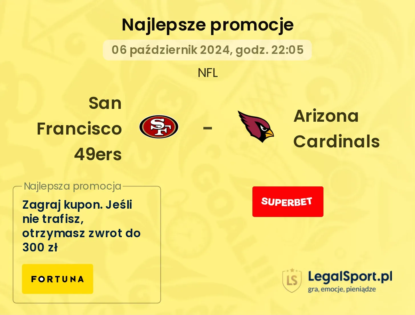  San Francisco 49ers - Arizona Cardinals promocje bonusy na mecz