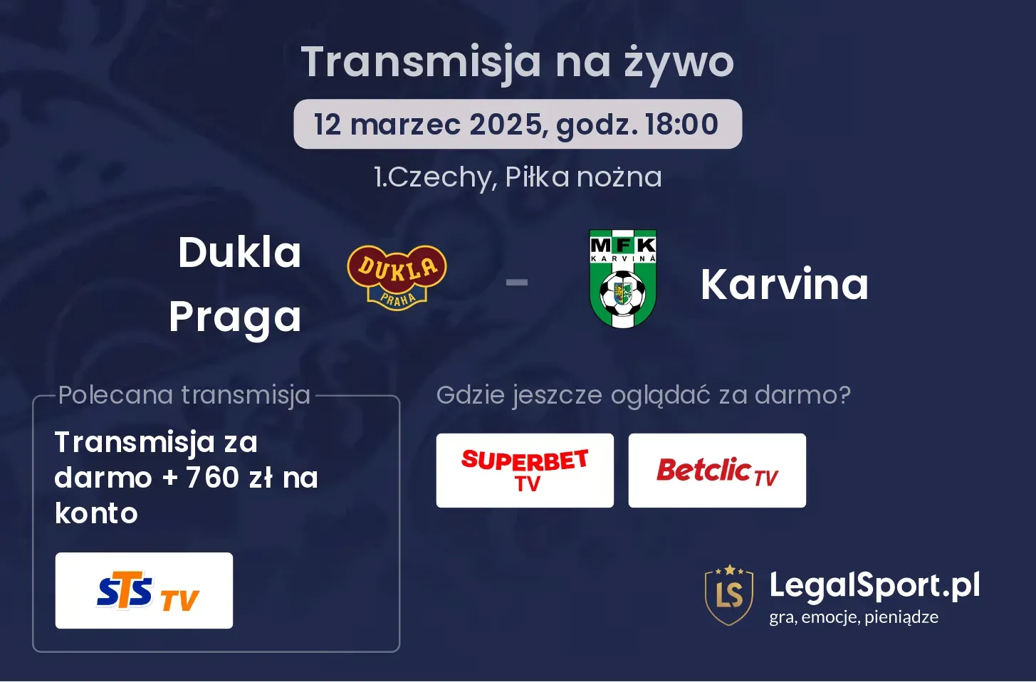 Dukla Praga - Karvina gdzie oglądać?